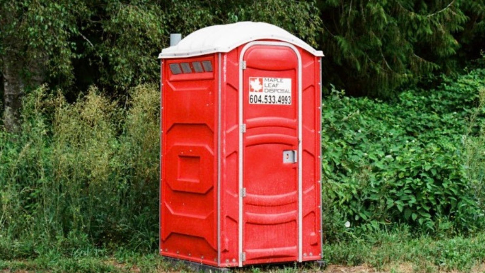 red port-a-potty