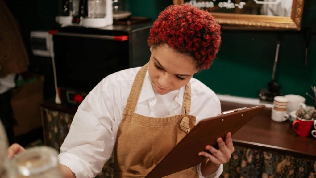 woman in apron at work