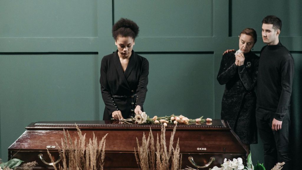 People gathered at a funeral
