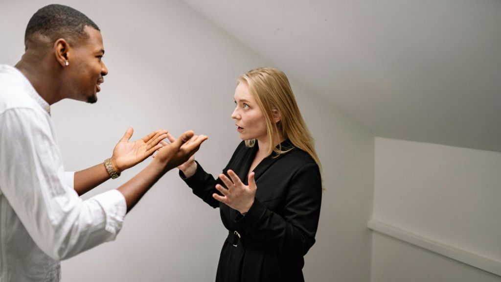 man and woman arguing