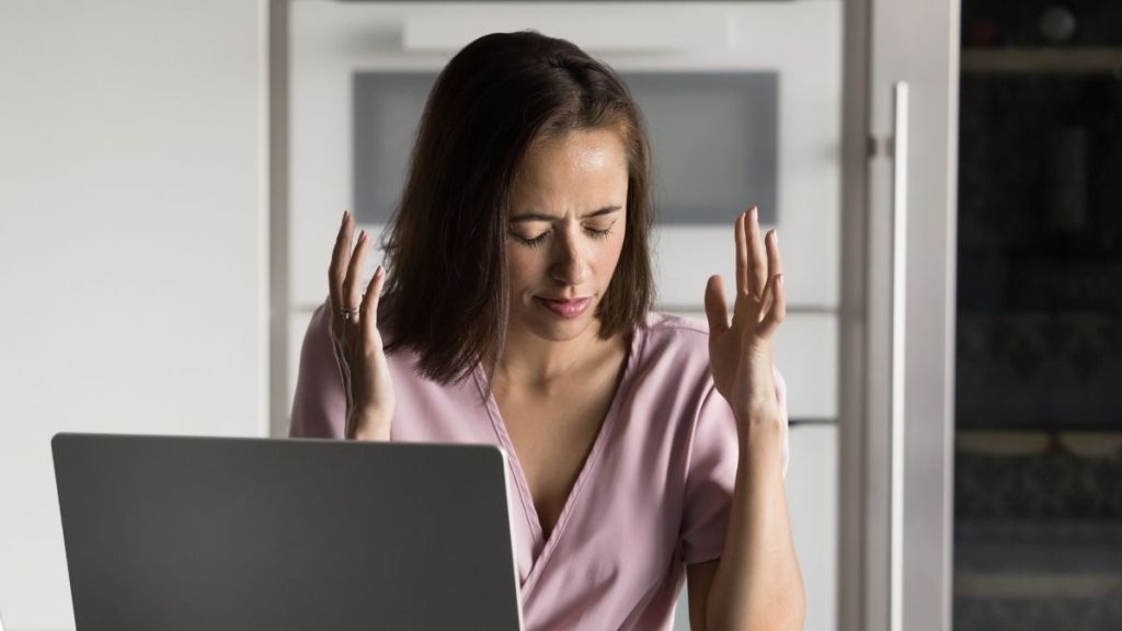 annoyed woman at work