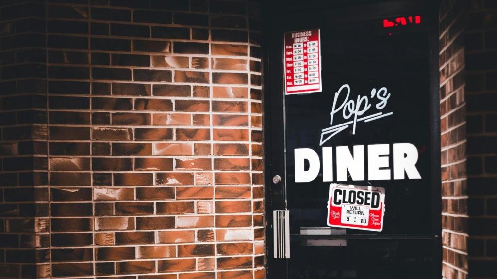 closed sign on a restaurant door
