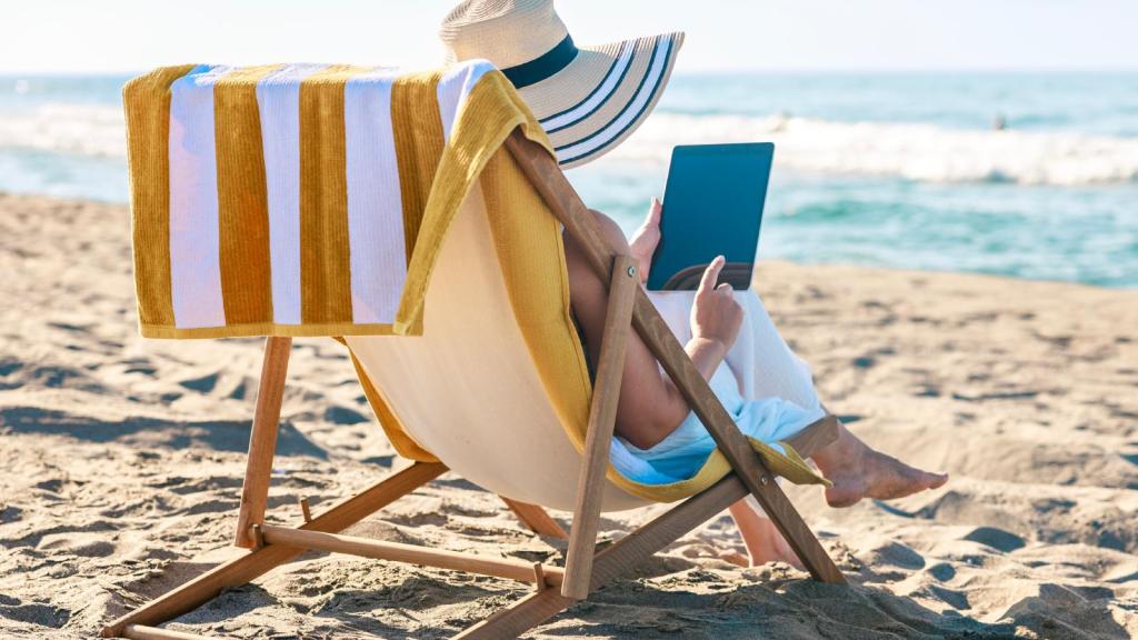 woman in a beach chair