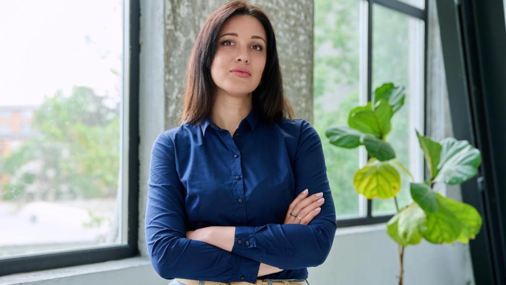 woman with a serious look