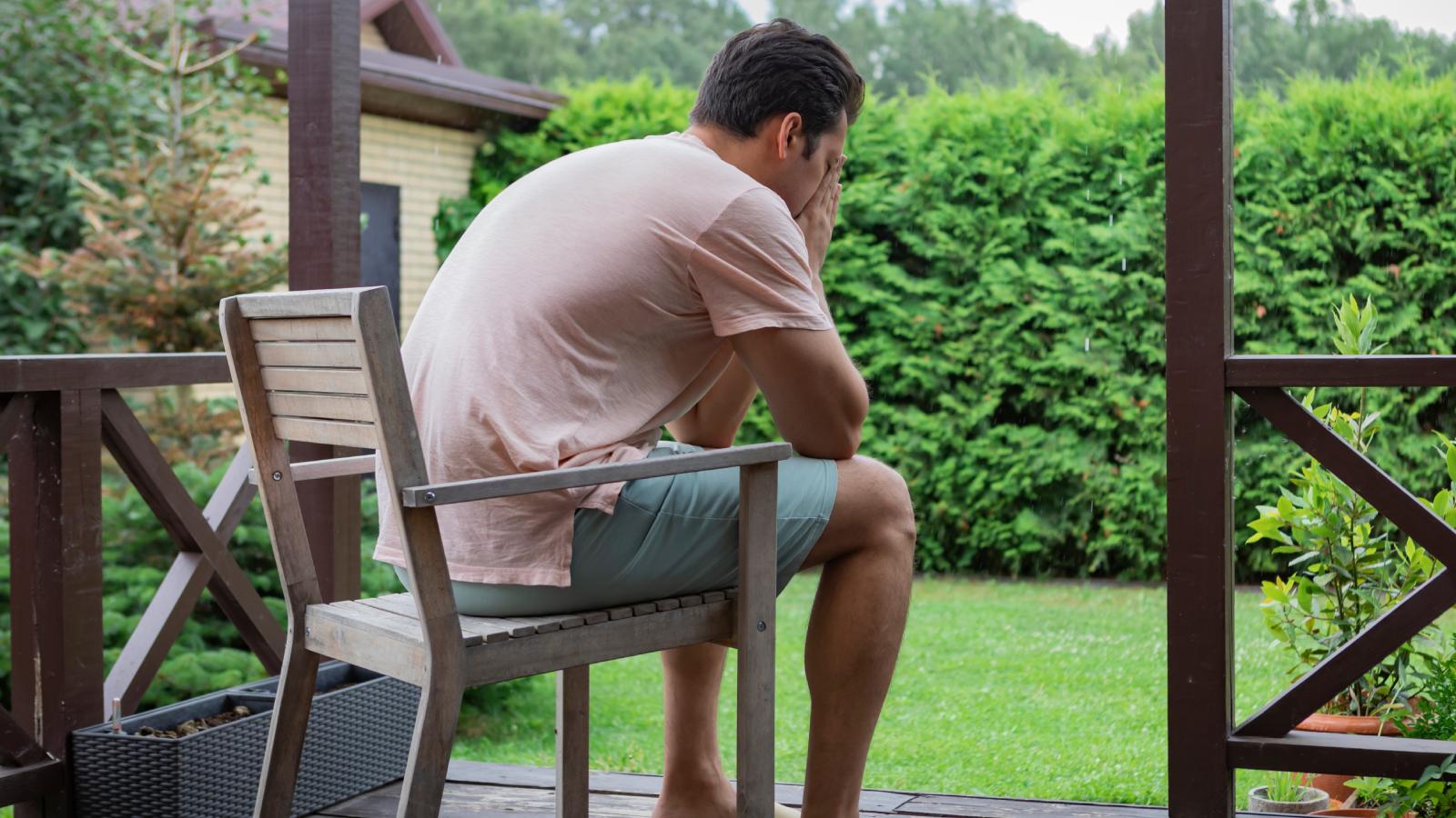 man on a porch