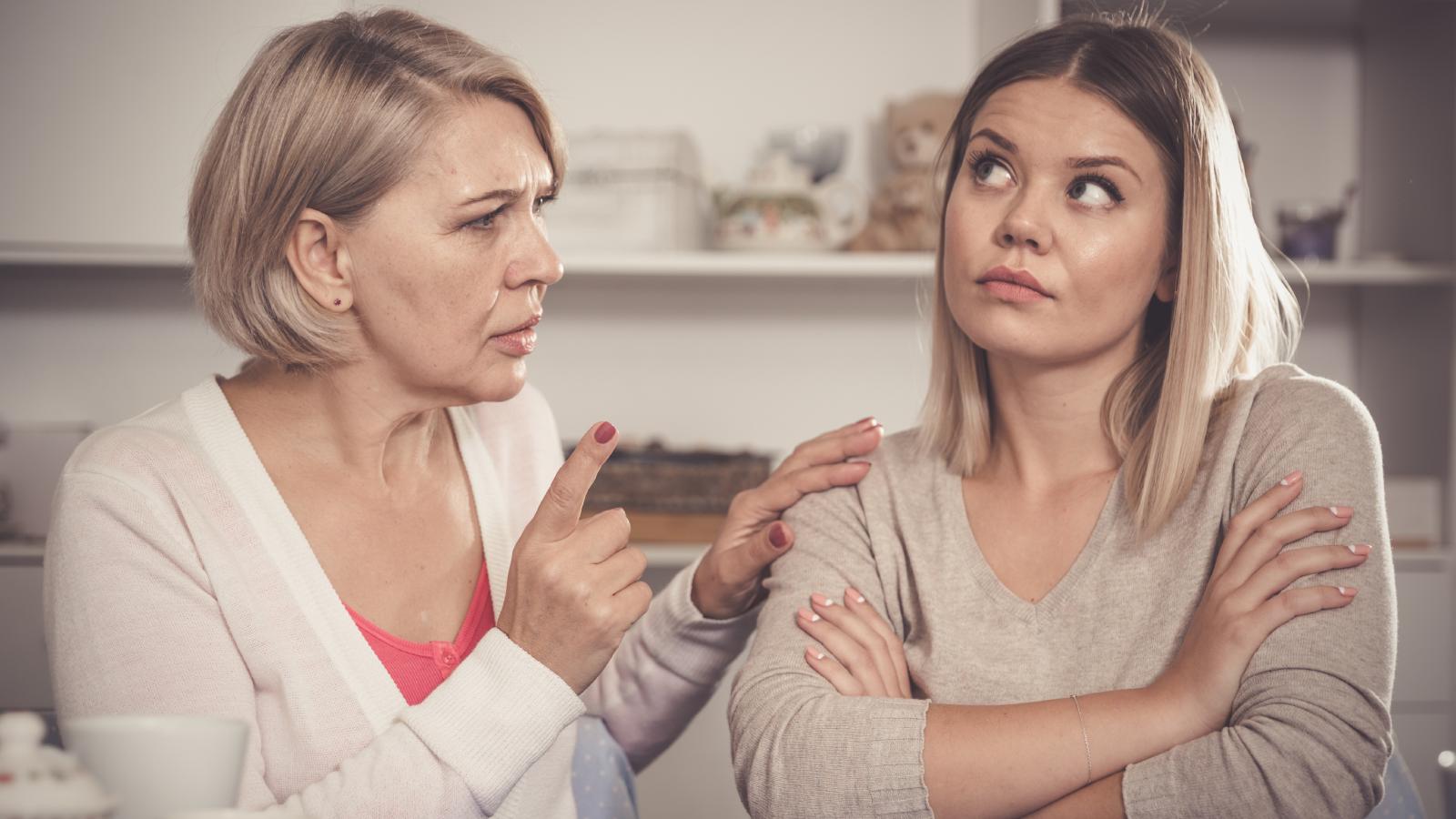 woman talking with her mother