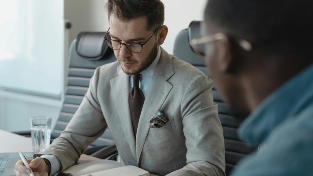 corporate employee wearing a suit