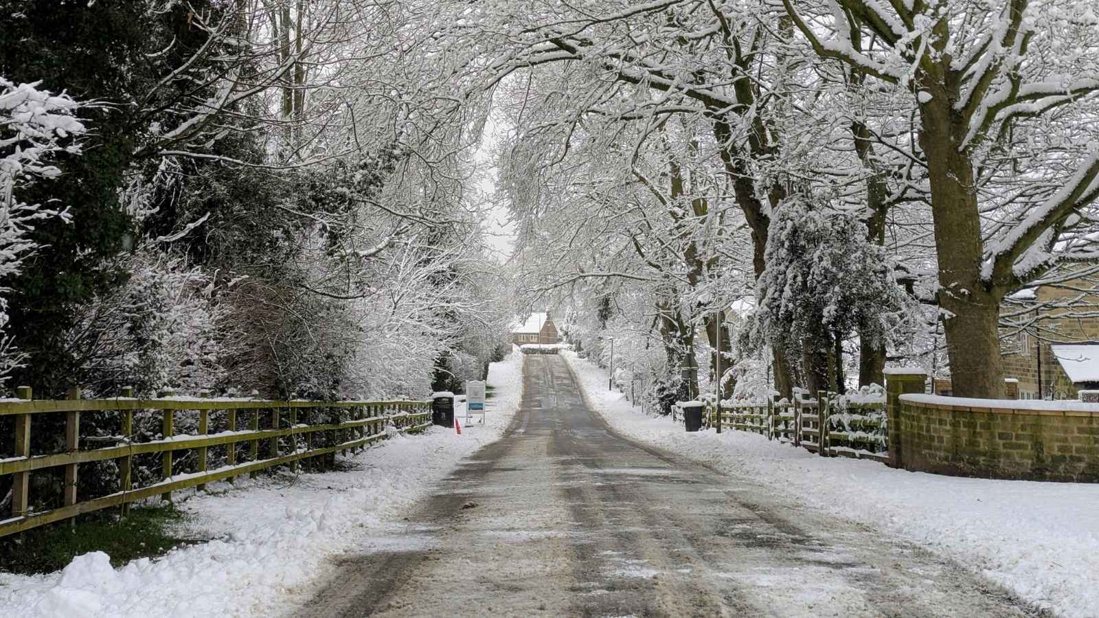 driveway covered in snow