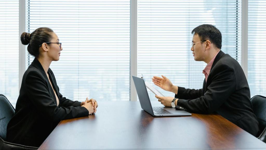 two people having a meeting