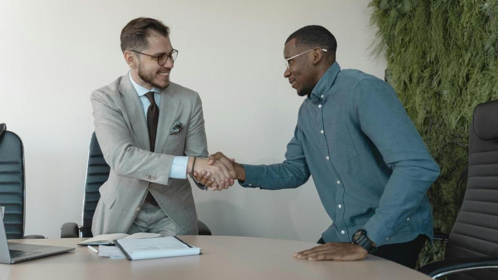 man accepting a job offer