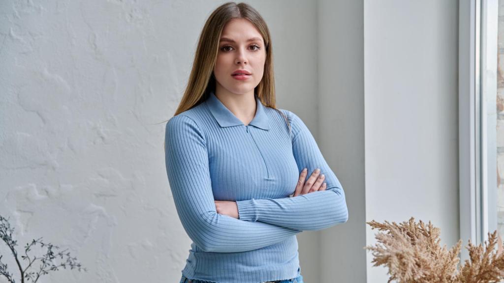 woman with a serious look