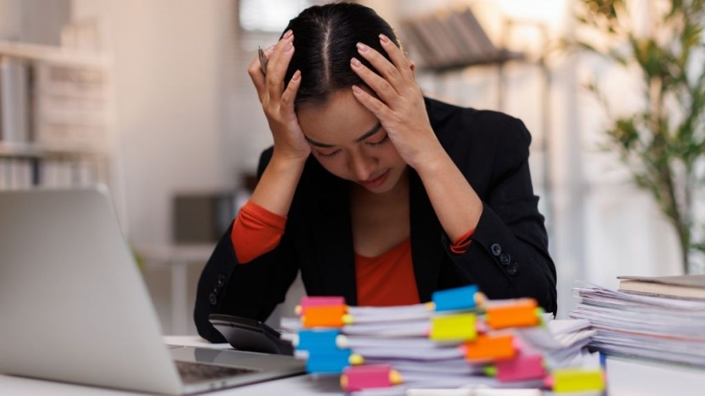 woman upset at work