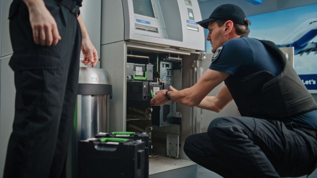 money guy emptying atm