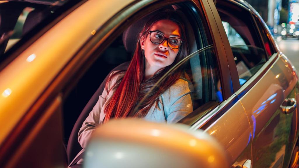 woman driving a car
