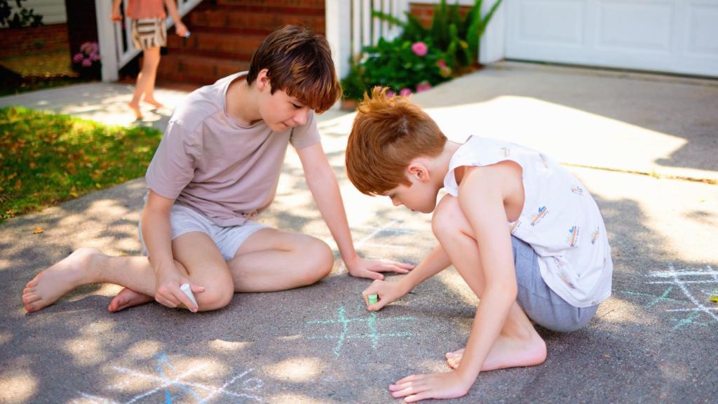 kids in a driveway