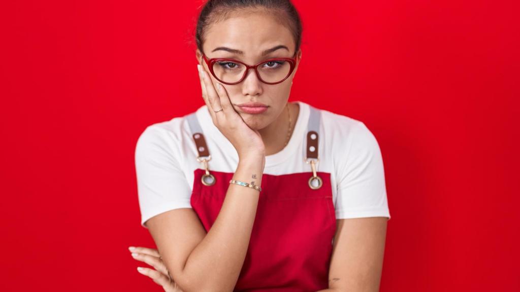 woman with a tired expression