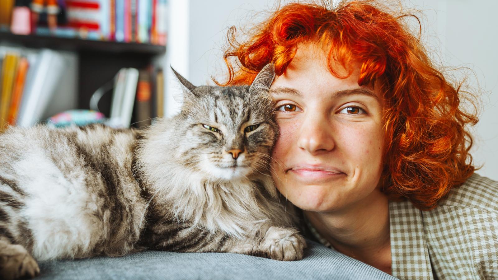 woman with a cat