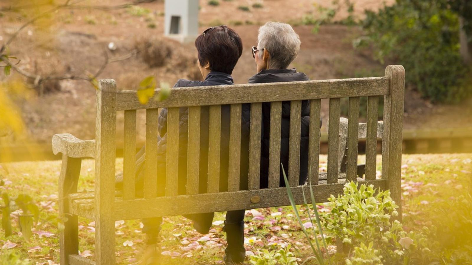 two women on a bench