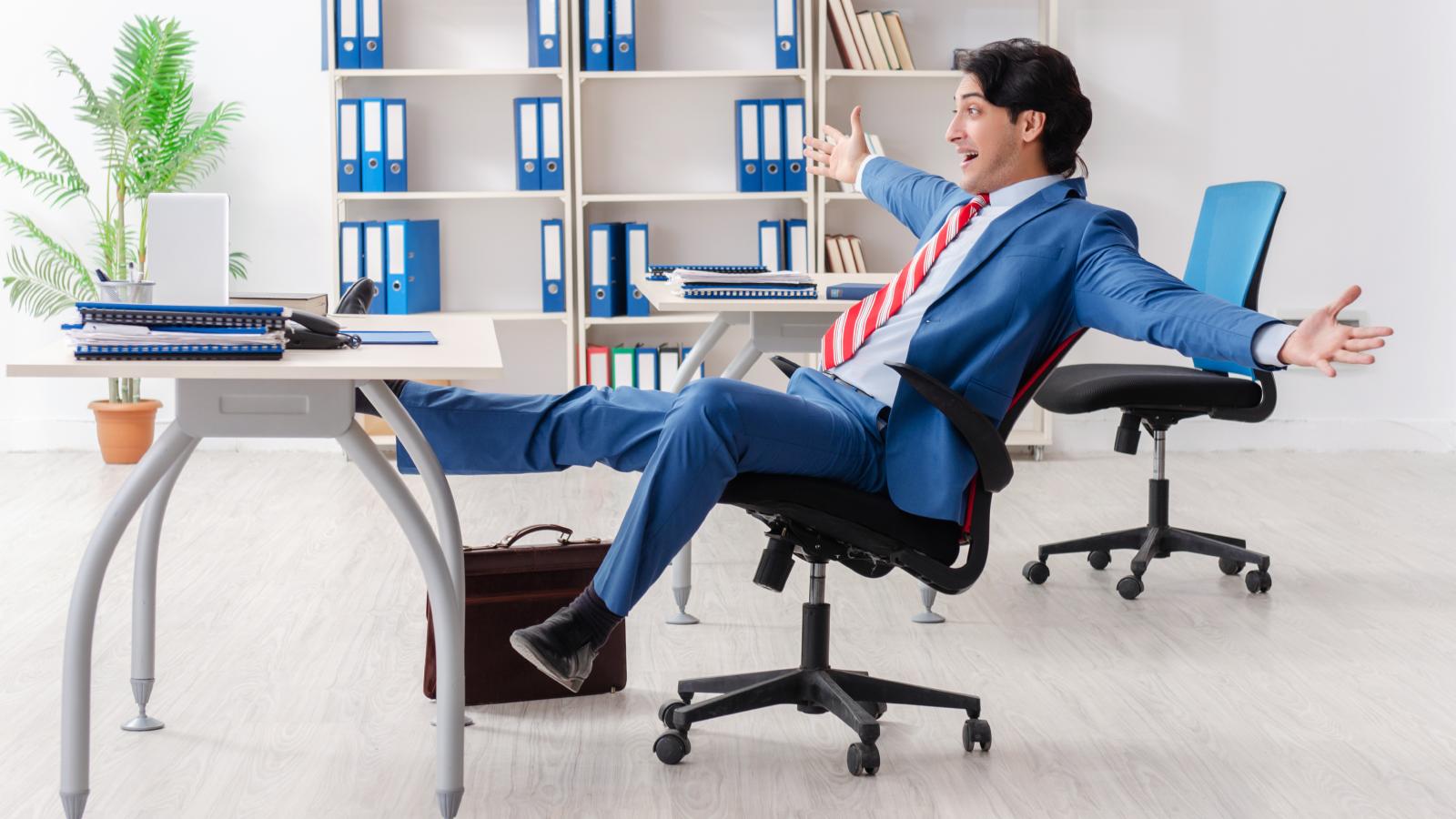 man in an office chair