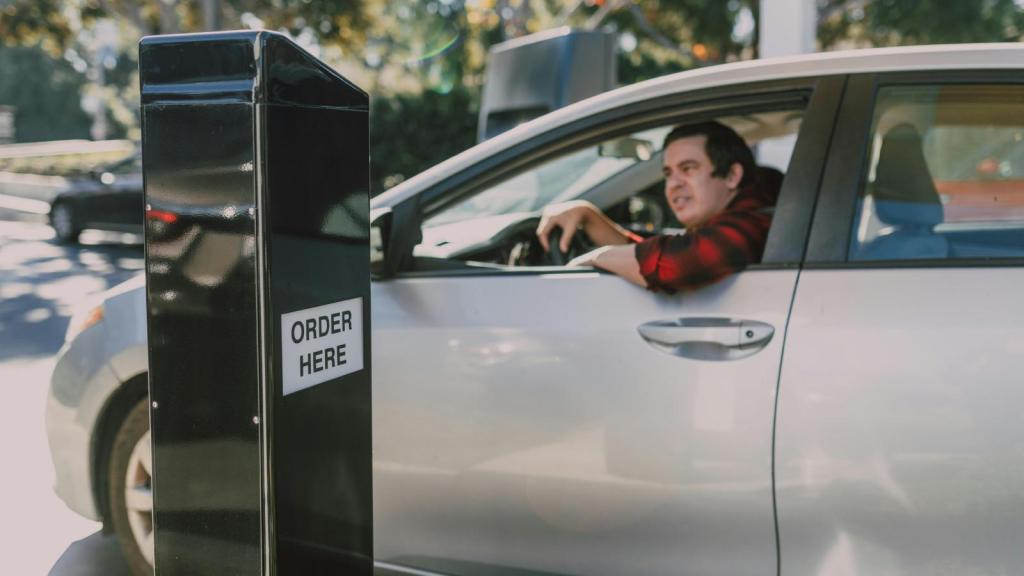 man in a drive thru