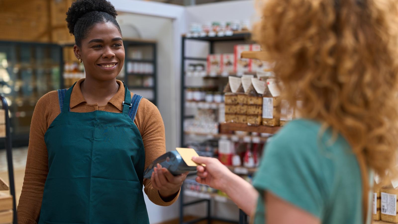 woman with a customer