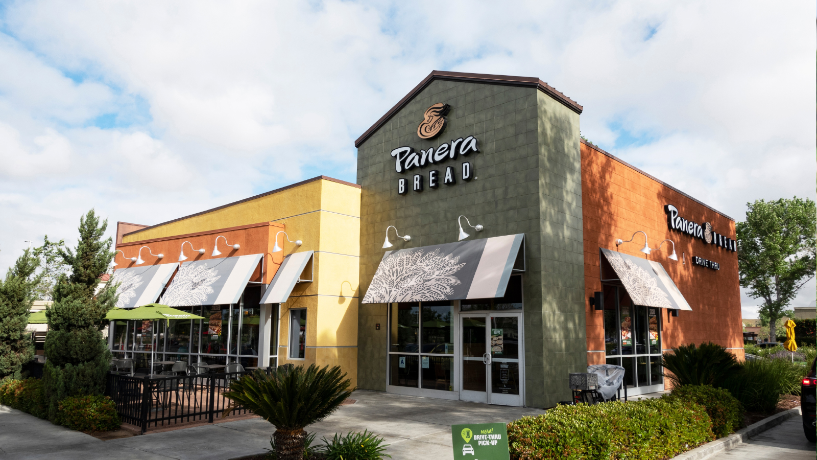 The exterior of a Panera Bread restaurant