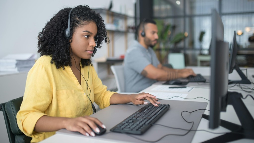 woman working at a computer