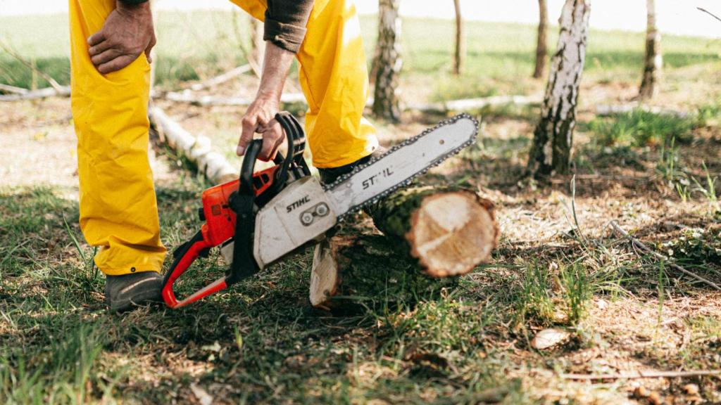 person with a chainsaw