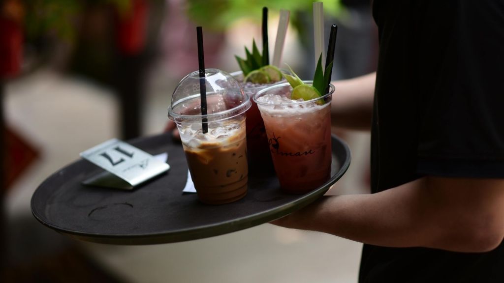 drinks on a tray