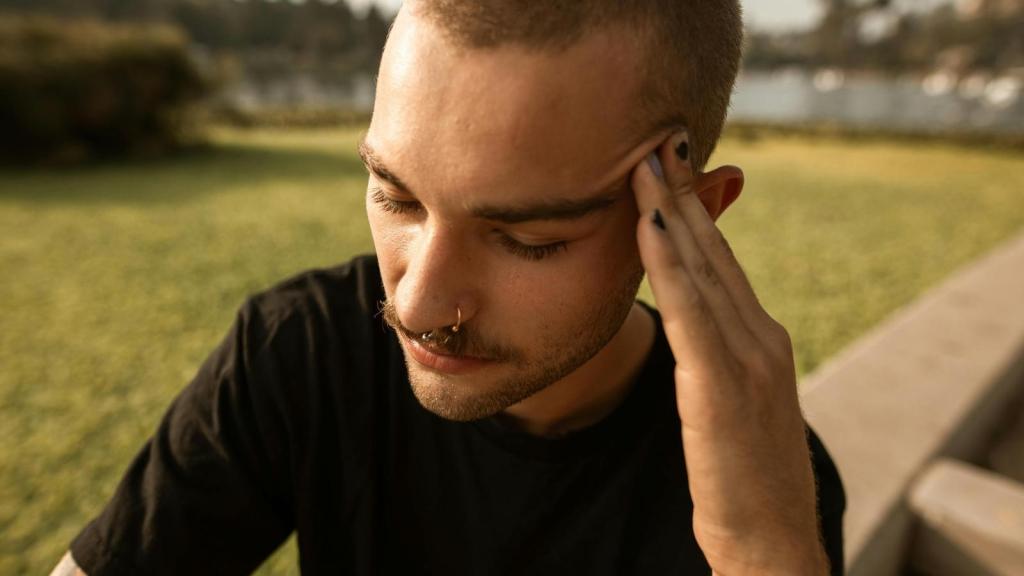 stressed man with nose ring