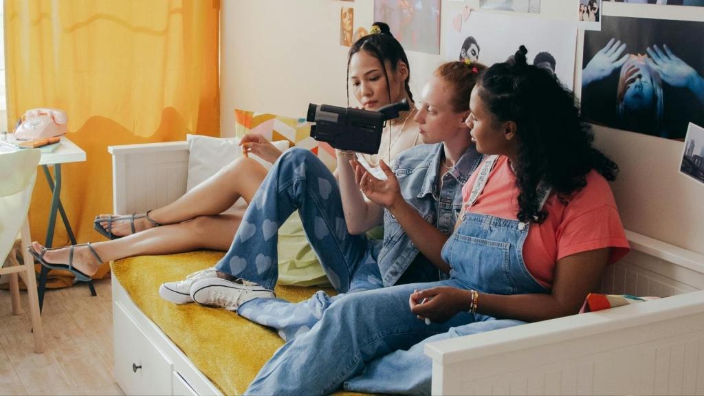 teenage girl hanging out on couch