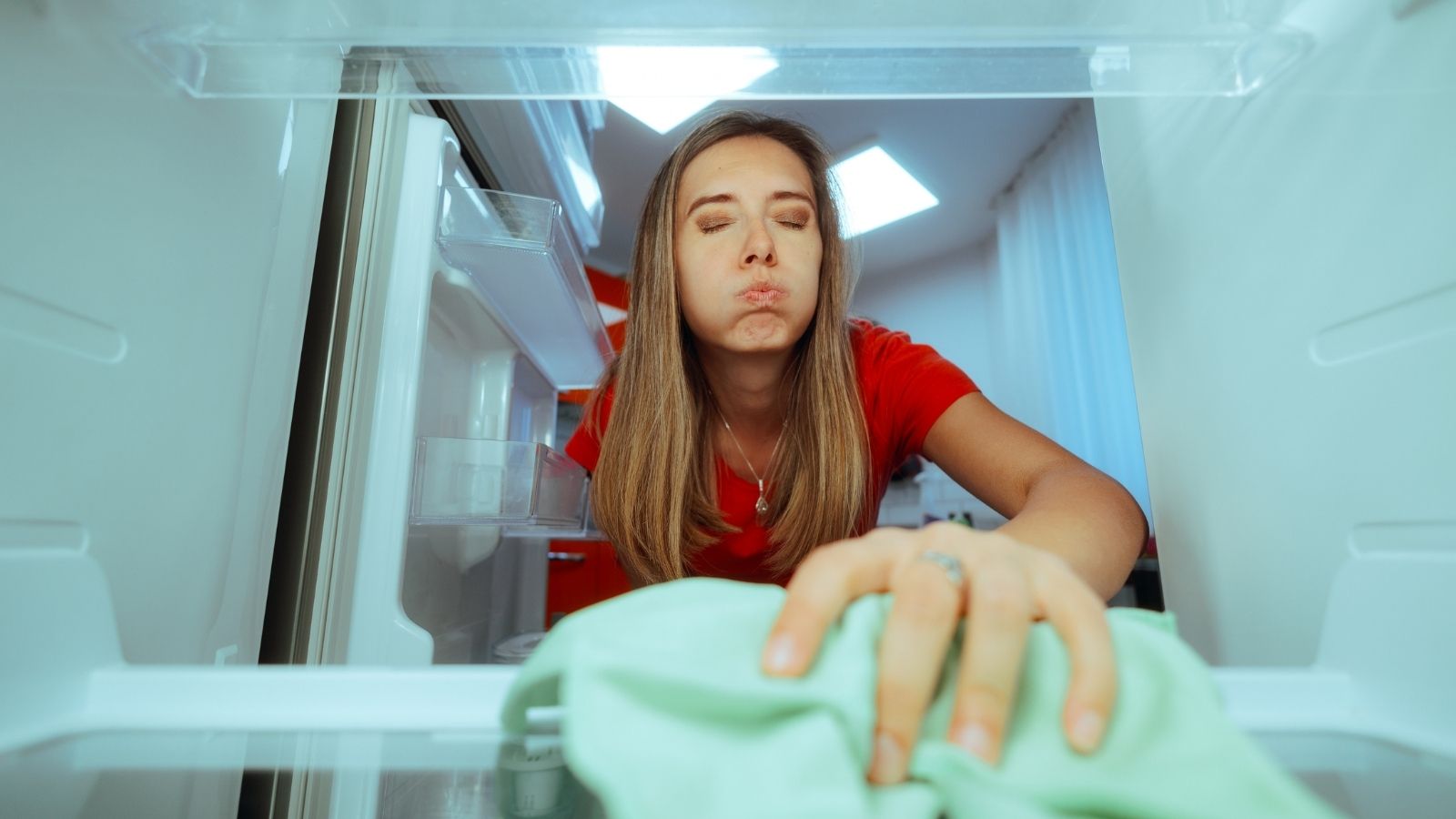 He Didnt Even Keep it Warm: Mom Faces Backlash for Exploding at Partner After Finding Her Dinner Stored Away in the Fridge tired woman in front of the fridge