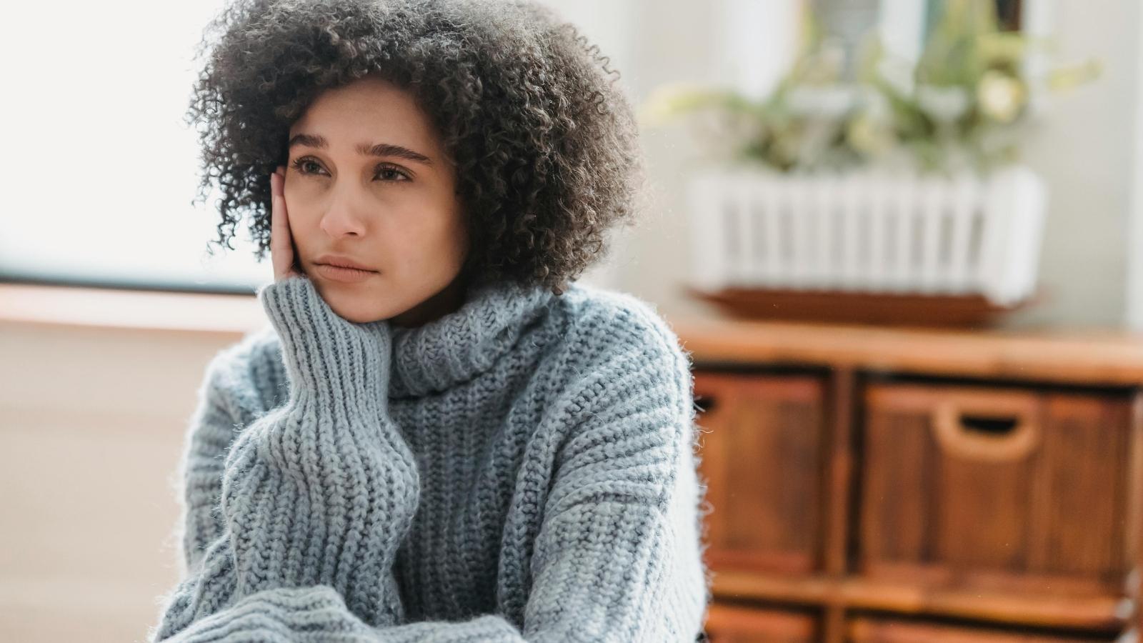 upset woman looking pensive