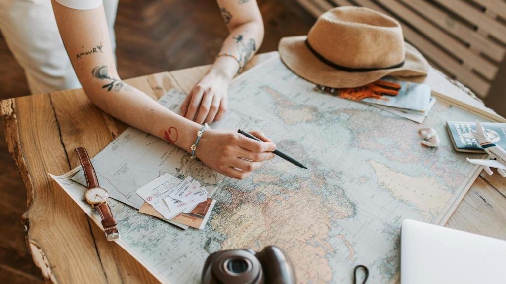 woman looking at a map