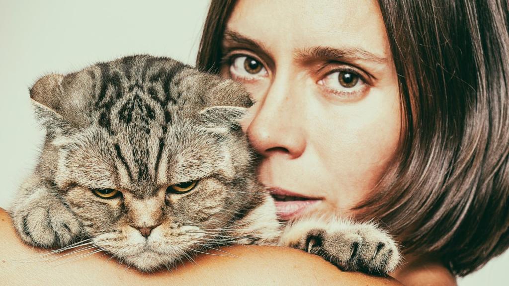 woman holding a cat