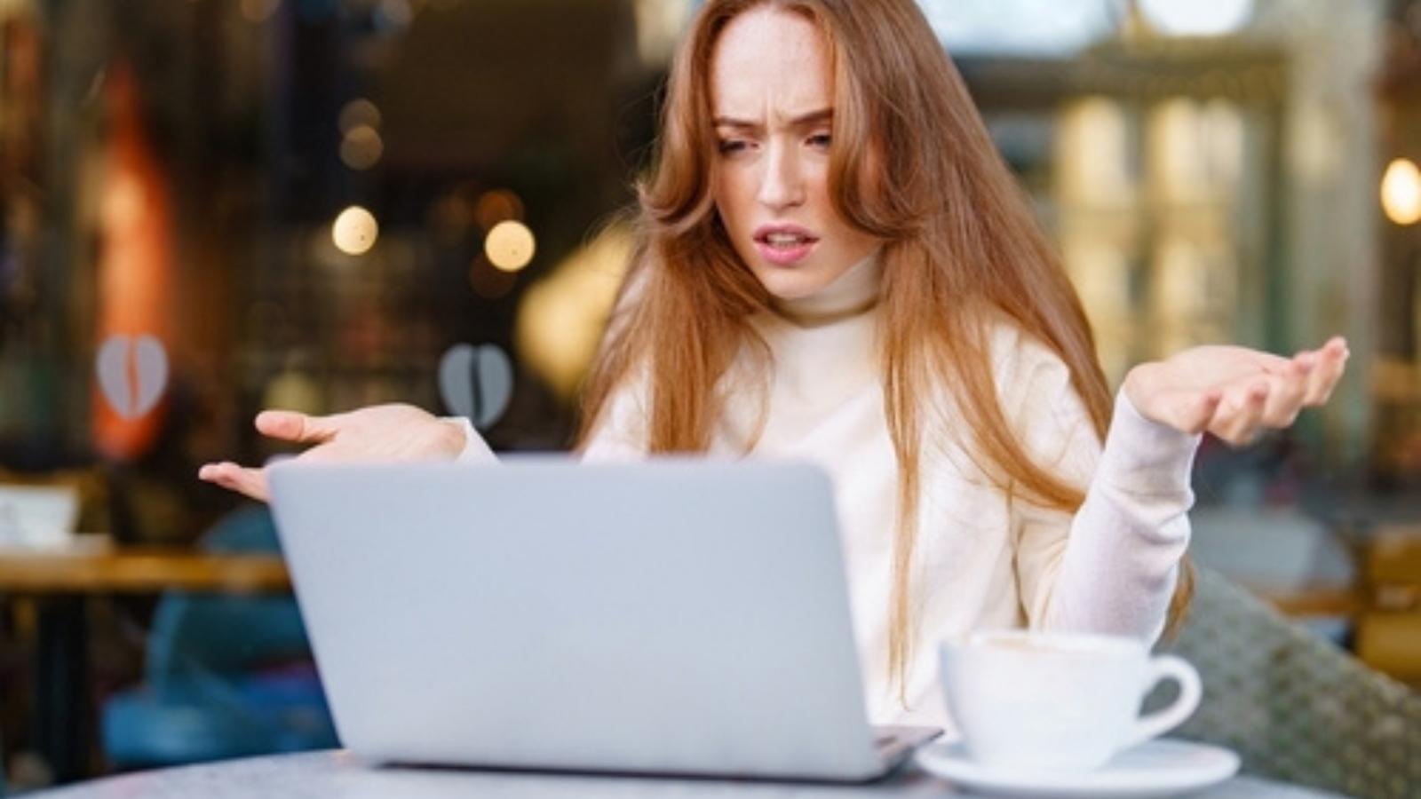 Woman annoyed at work