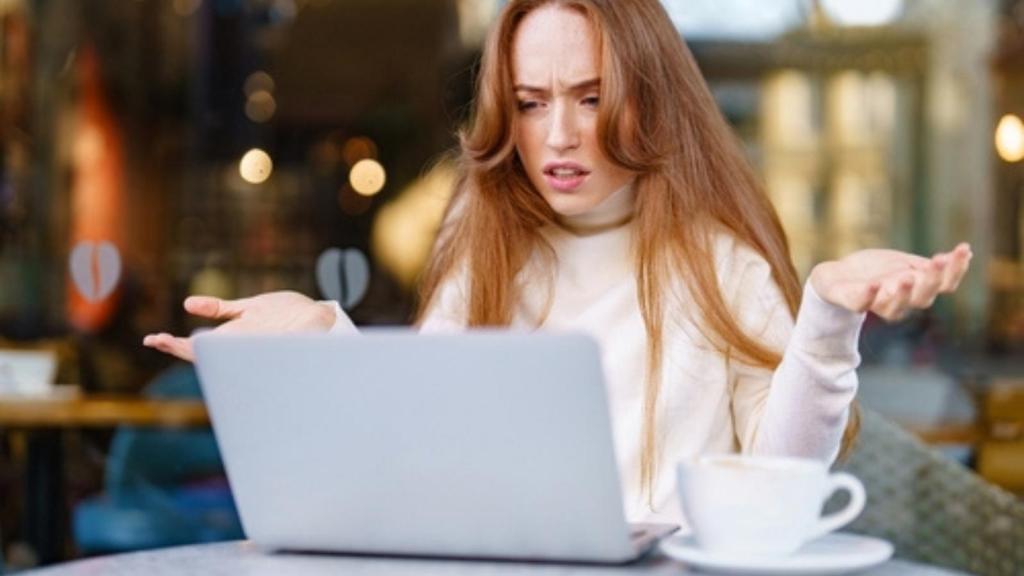 Woman annoyed at work
