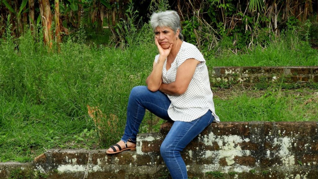 An older woman looking angry