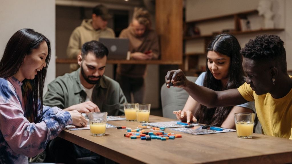 People playing a board game