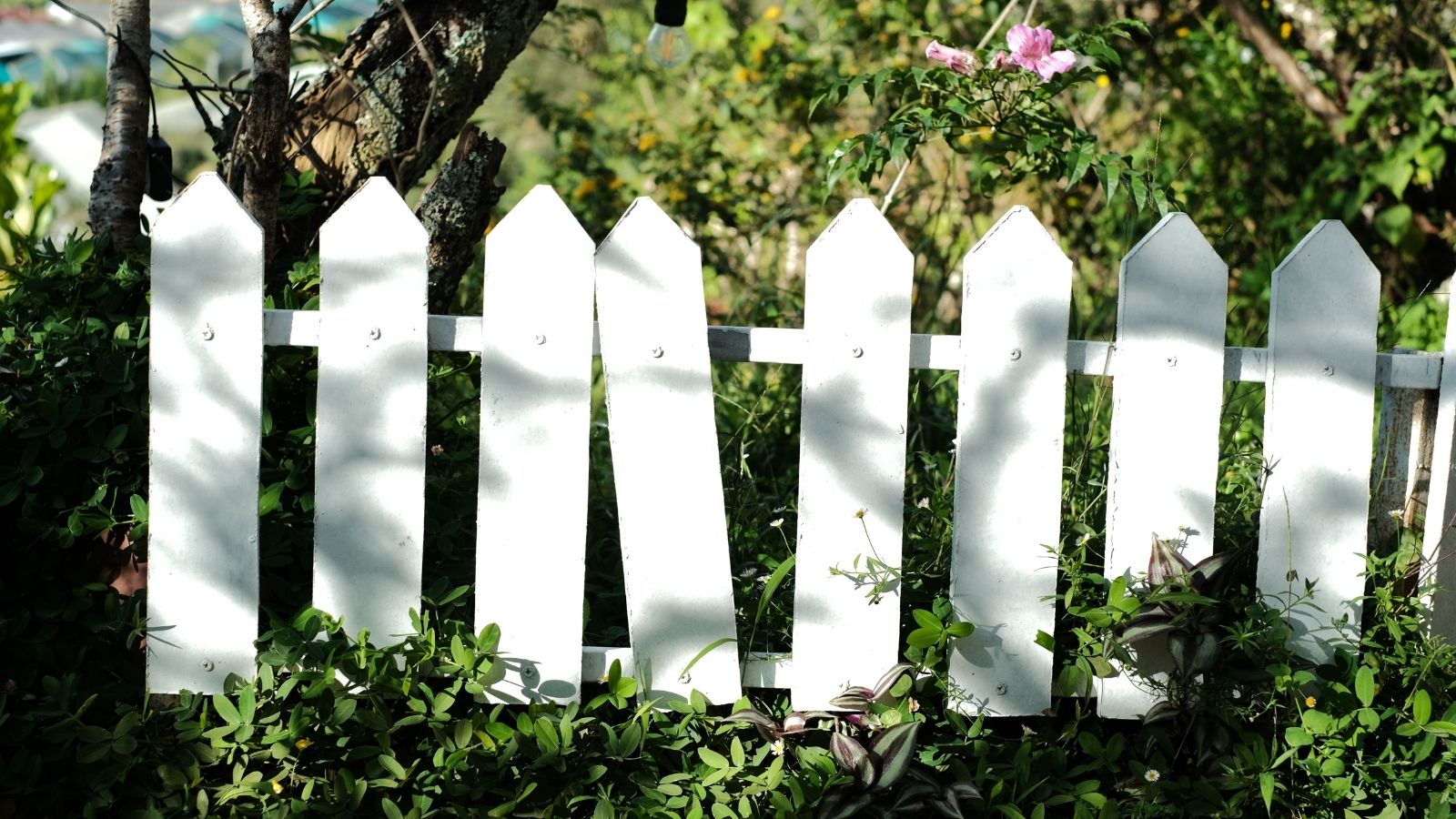A white garden fence