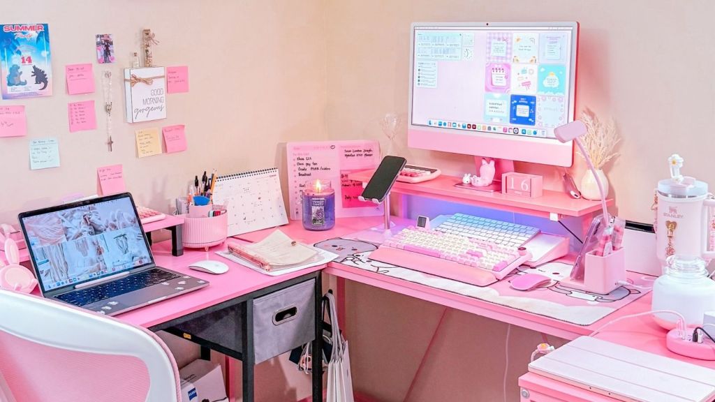 A pink gaming setup