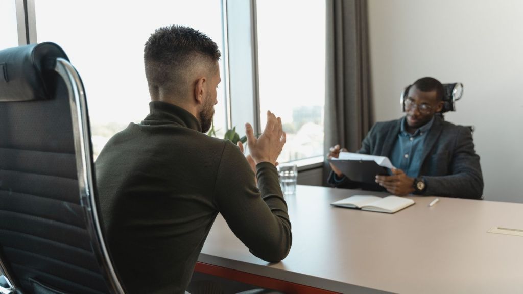 A man in a job interview