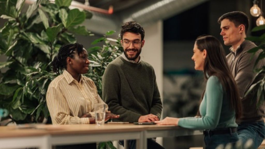 Coworkers talking