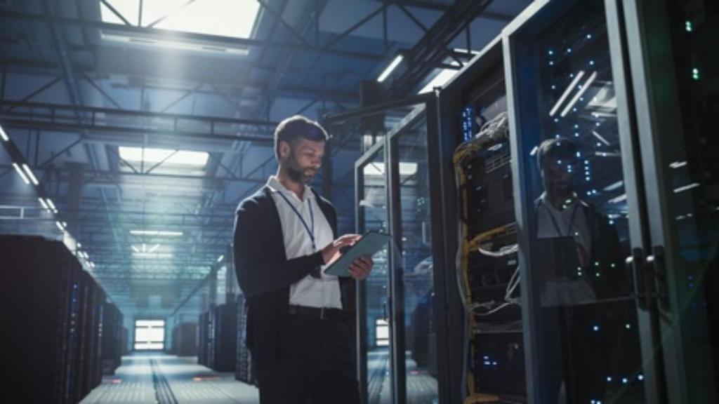 Man in data center