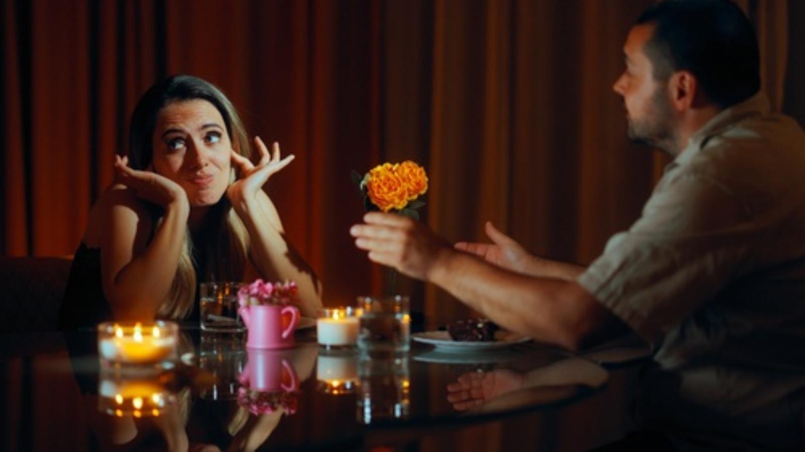 Boyfriend Continues Buying Unwanted Gifts, Prompting His Partner To Ask Him To Stop Wasting Money Frustrated woman on a date