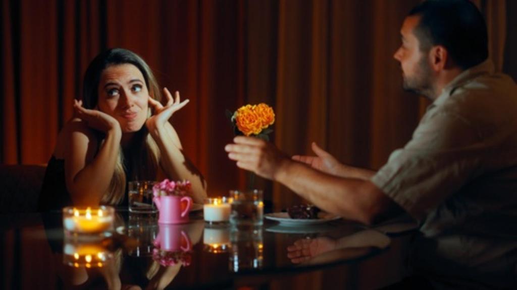 Frustrated woman on a date