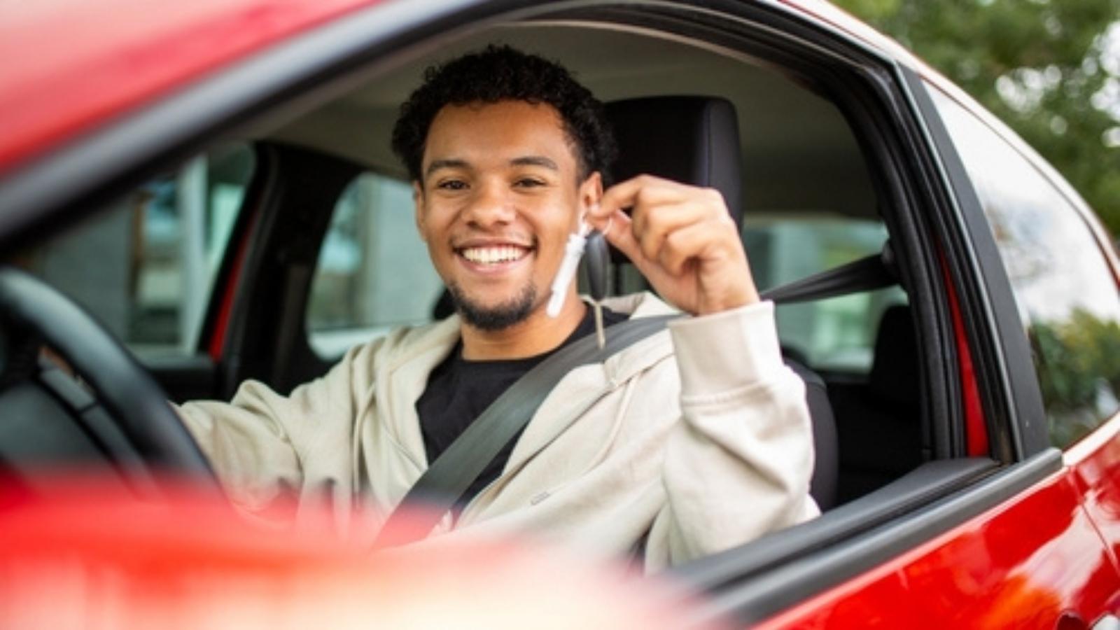 Kid with his first car