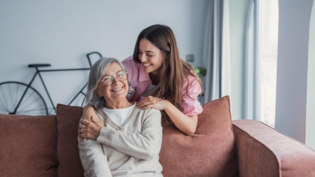 Older mom and daughter
