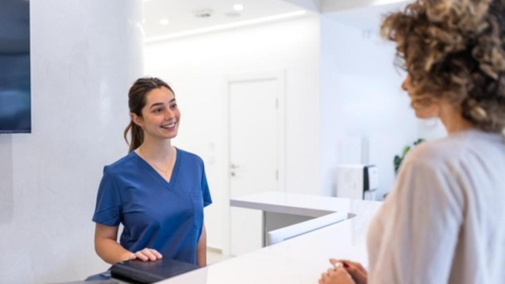 Happy receptionist