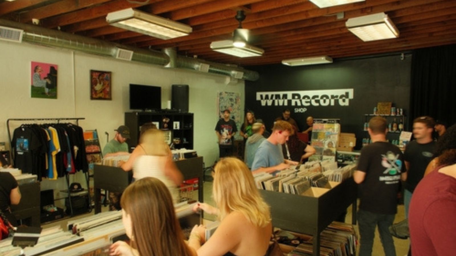 Shopping at a record store